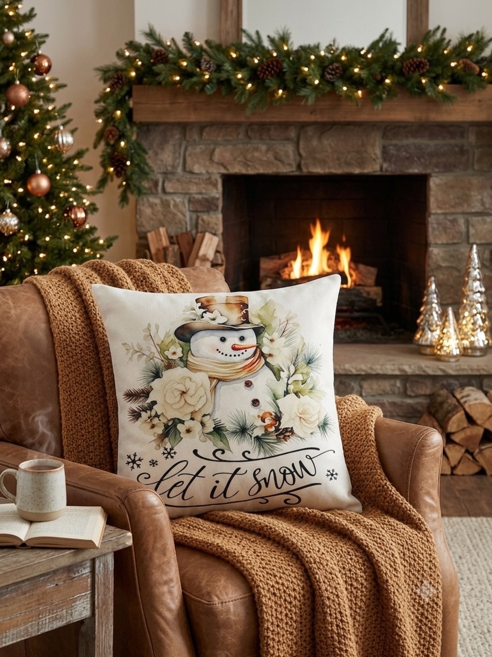 Let It Snow Snowman Pillow Cover